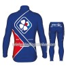 Set Wielershirt Lange Mouw + Fietsbroek Lang 2017 FDJ Kids N002